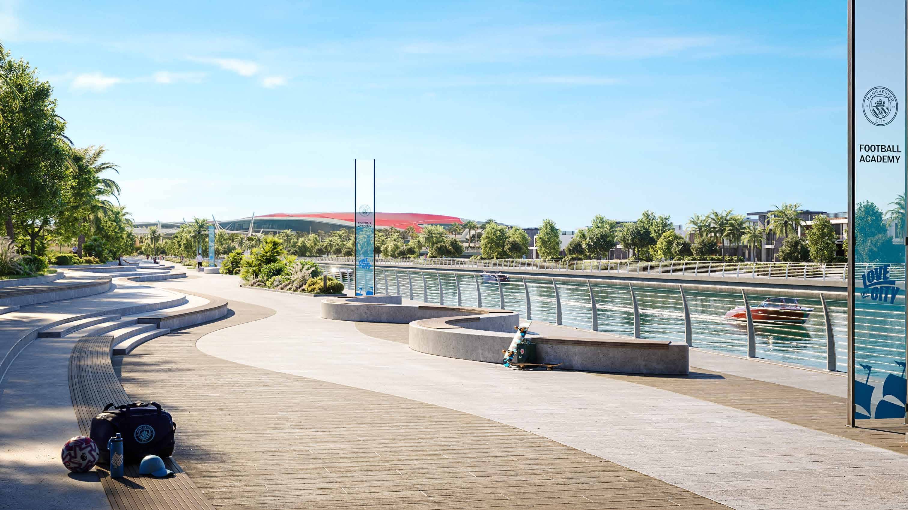 Family-friendly outdoor amenities at Manchester City Yas Residences on Yas Island, Abu Dhabi with modern recreational areas.